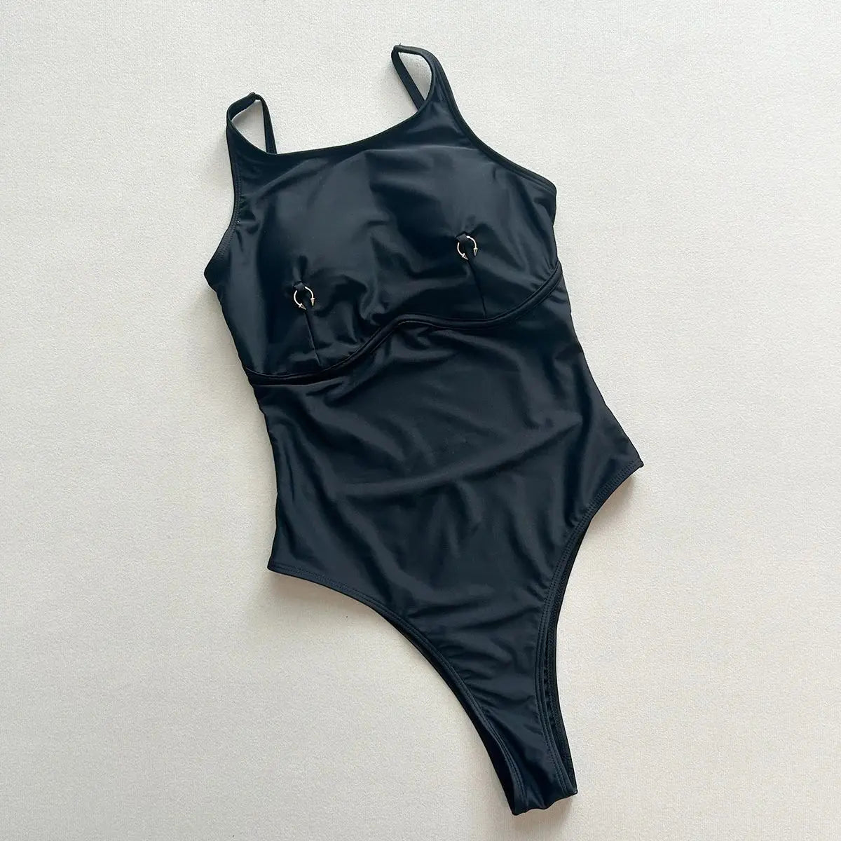 Solid Thong One-Piece Swimsuit