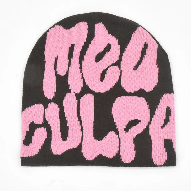 Letter Pattern Knit Beanie with Colorful Graphic Design