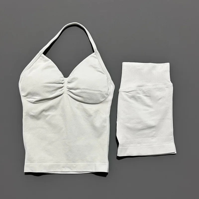 Women's Halter Tank And Shorts Yoga Set For Workout Outfits