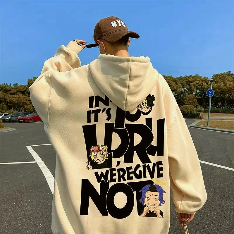 Graphic Long Sleeve Casual Hooded Sweatshirt with Original Style Options