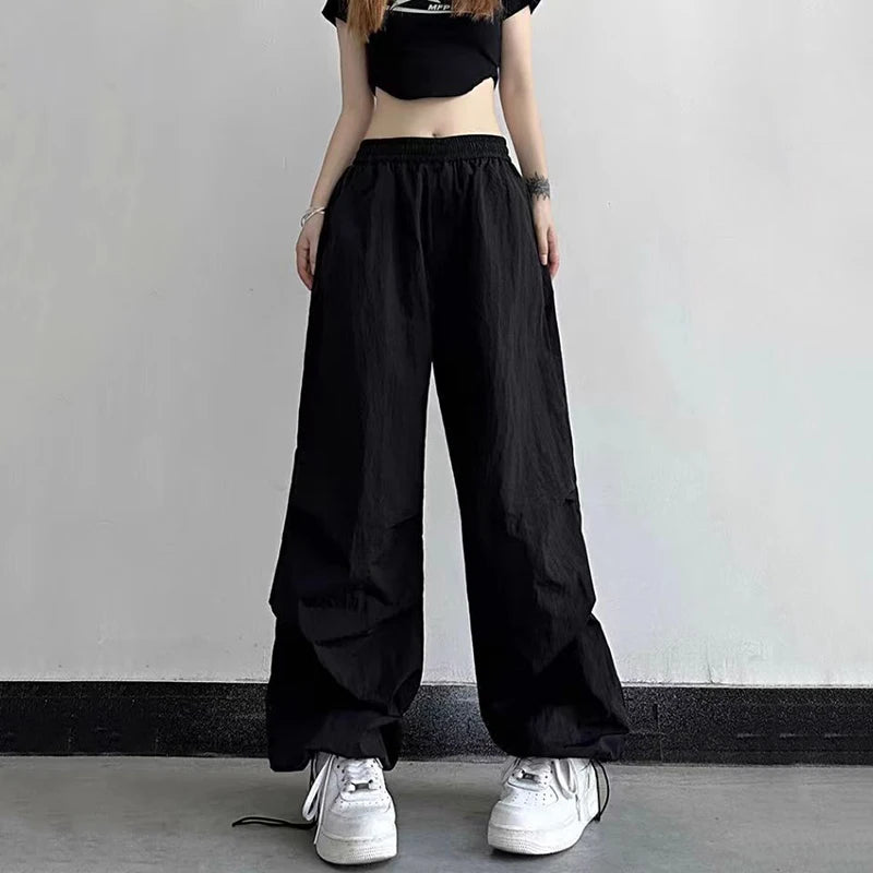 Women's Parachute Pants with Drawstring Waist and Adjustable Leg Openings