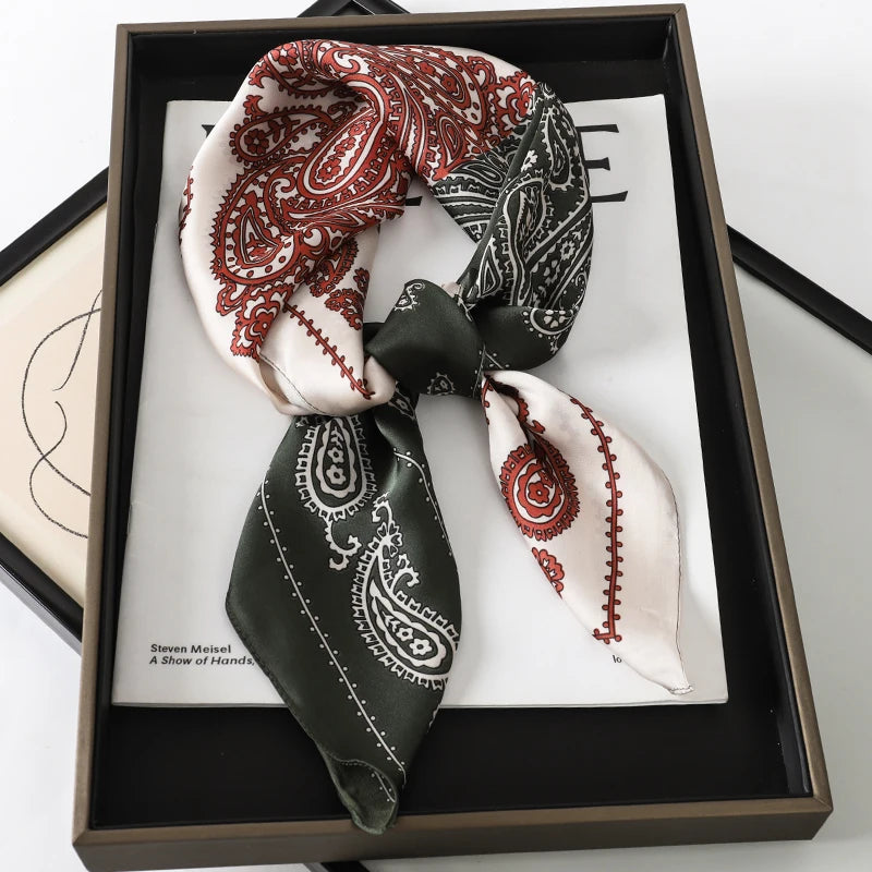 Ornate Print Square Scarf with Decorative Border Patterns