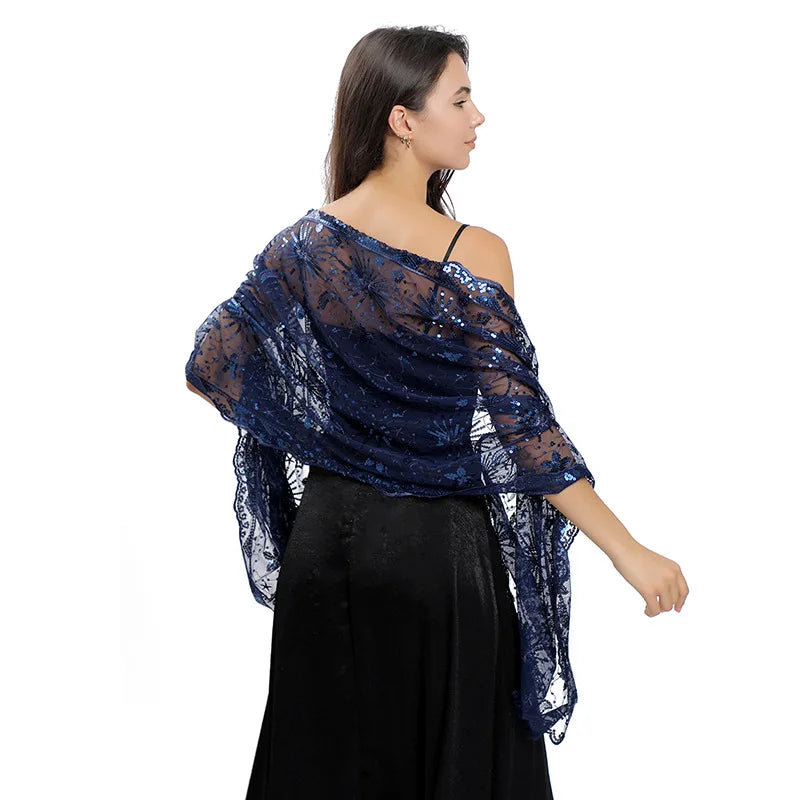 Floral Lace Fringed Wrap Scarf for Layering over Outfits