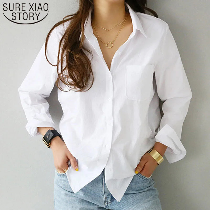 Women's Loose Collared Long Sleeve Shirt