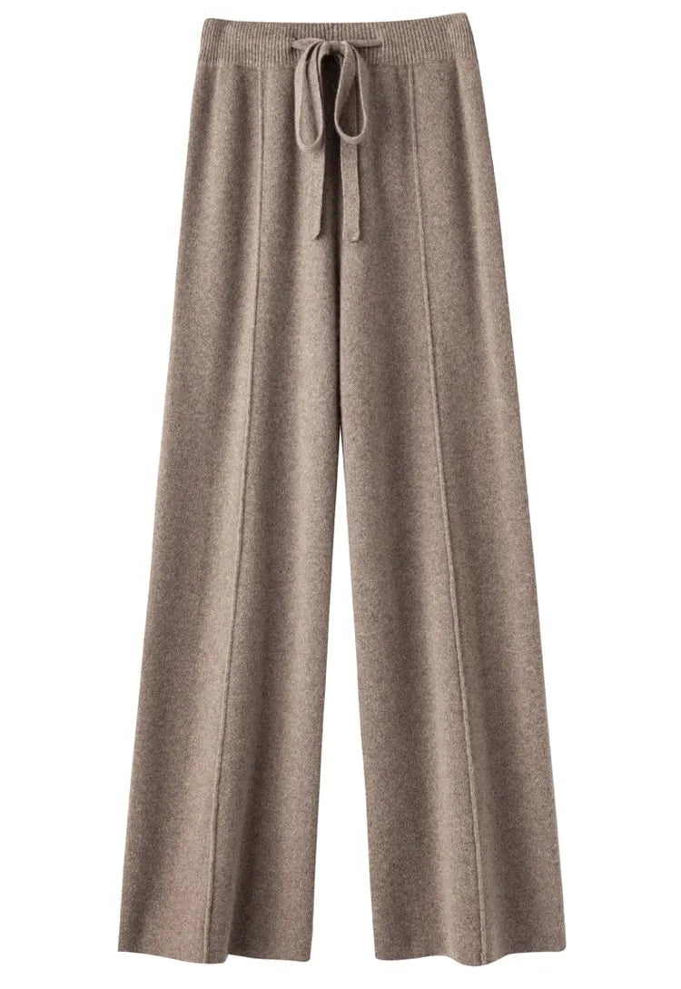 Wide-leg women's autumn winter cashmere high-waisted knitted straight-leg pants high-end casual outerwear loose drape long pants