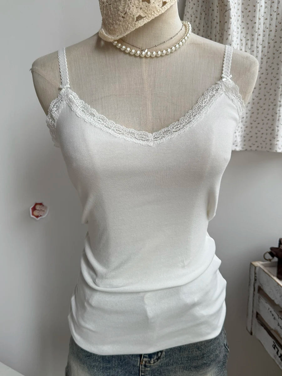 Women's Cotton Camisole and Bandeau Tops with Lace and Ruched Style Options