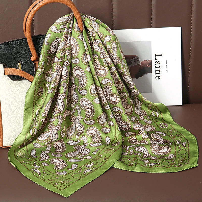 Printed Square Scarf with Floral and Graphic Pattern Options