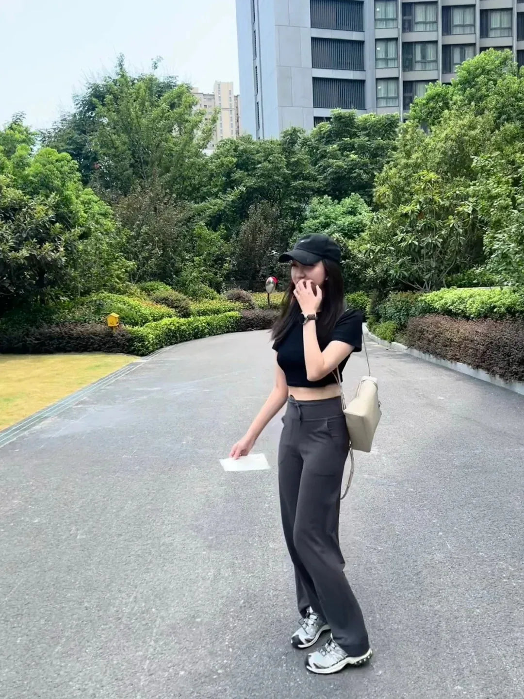 Women's High Waist Nylon Blend Wide Leg Pants for Casual Outdoor Outfits