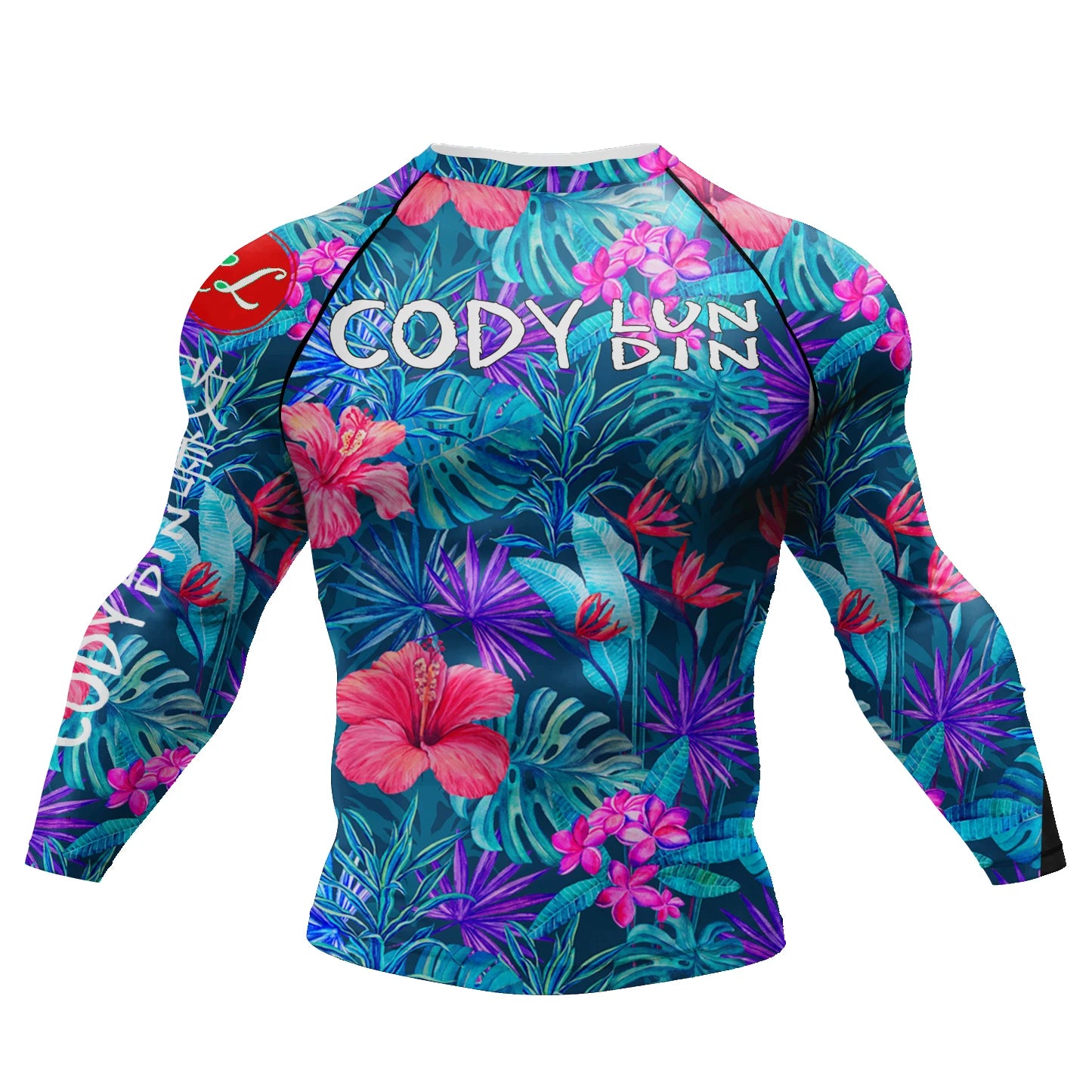 Graphic Long Sleeve Fitted Rash Guard for Training Wear