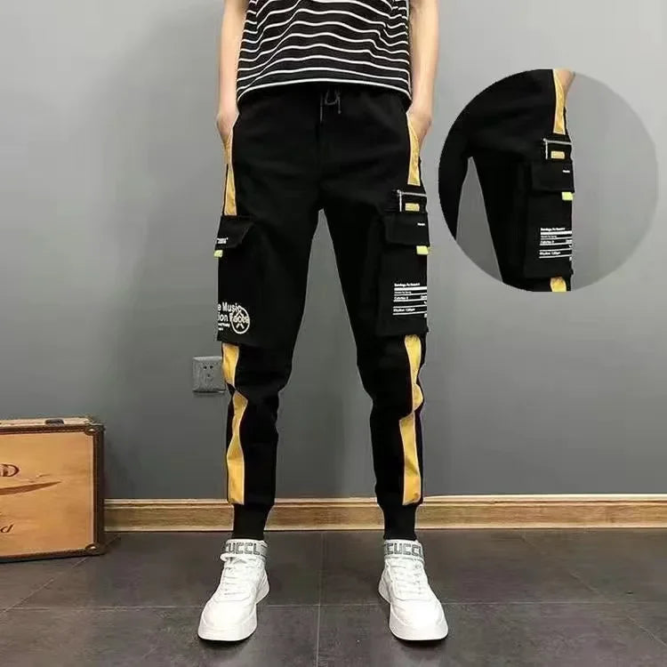 Women's Cargo Joggers with Drawstring Waist and Contrast Panel Style Options