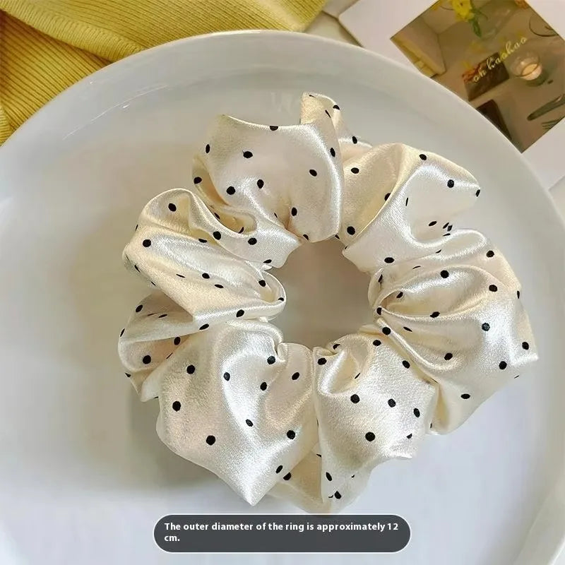 Polka Dot Fabric Scrunchie Elastic Hair Band for Ponytail Styling
