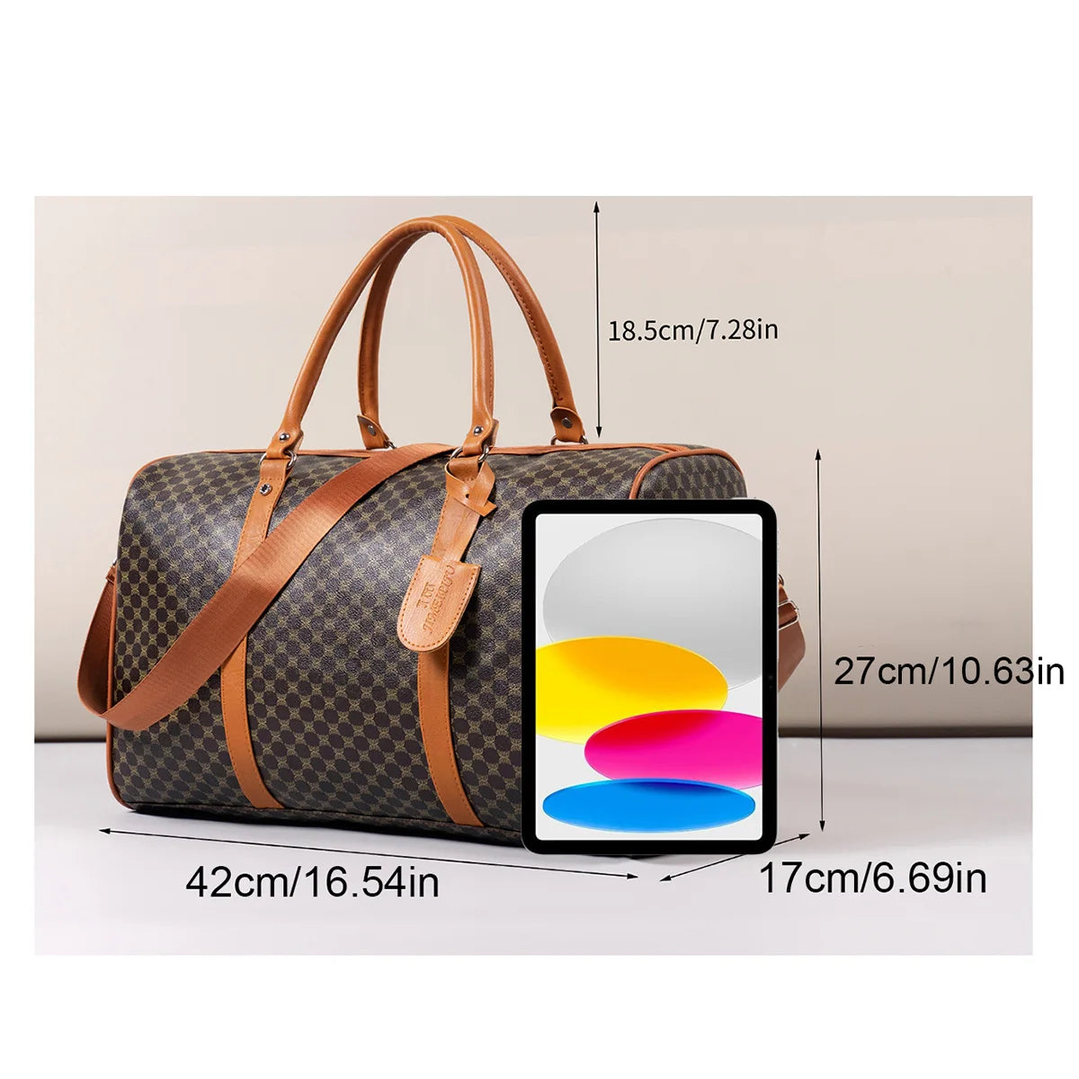 Men's Patterned Travel Duffle Bag with Carry Handles and Shoulder Strap