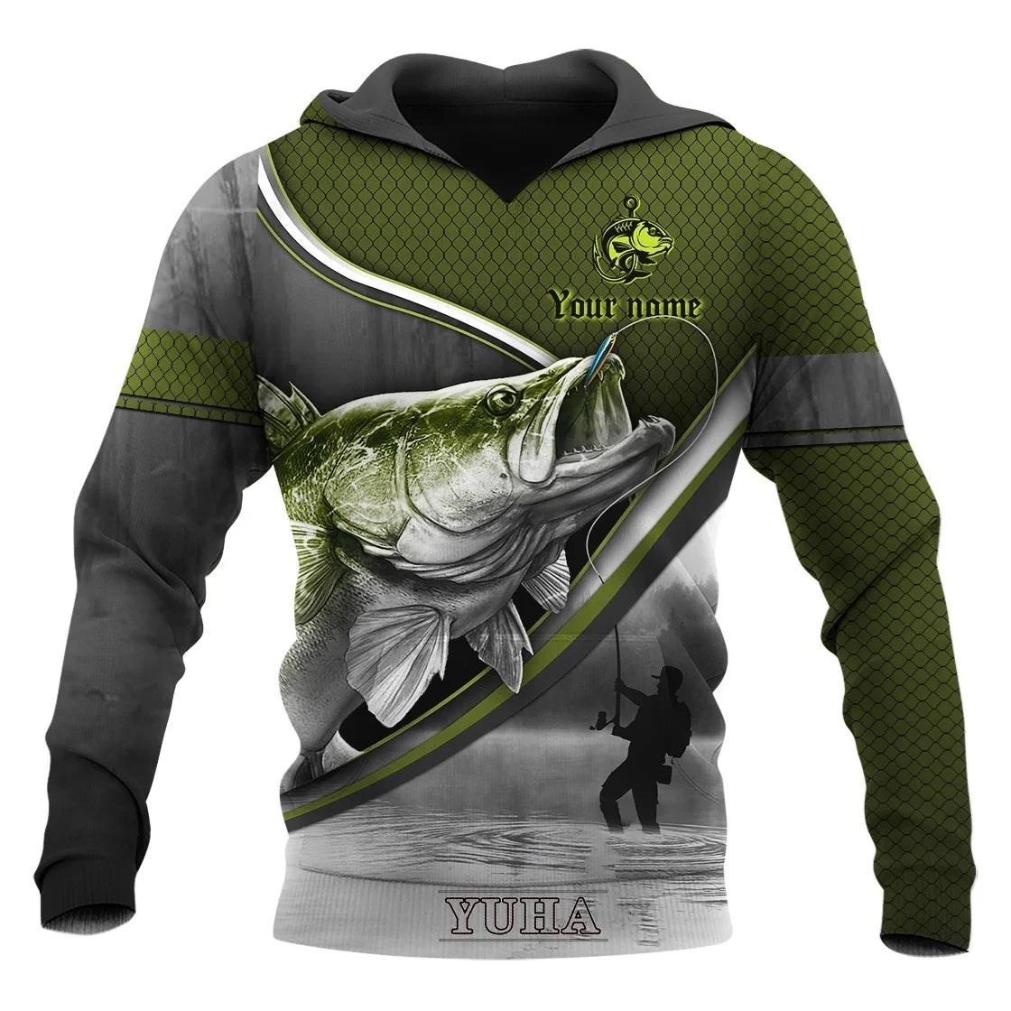 Men's Fishing-Graphic Long-Sleeve Pullover Hoodie