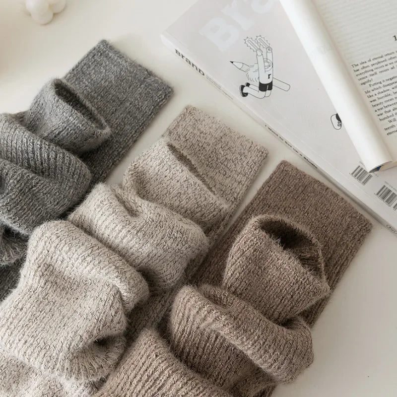 Solid Knit Calf Leg Warmers with Slouchy Shape