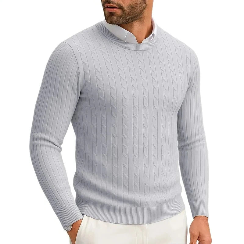 Men's Ribbed Crew Neck Long Sleeve Sweater
