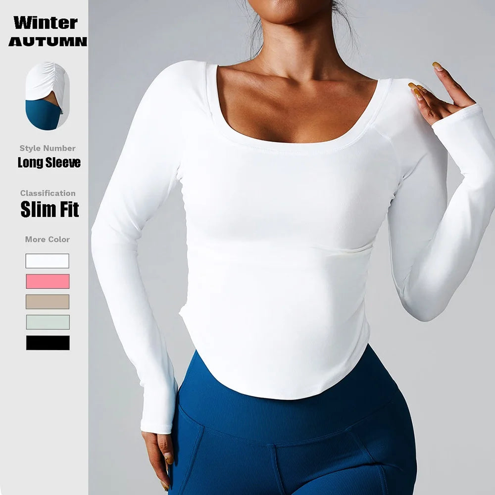 Women's Scoop-Neck Long-Sleeve Workout Top