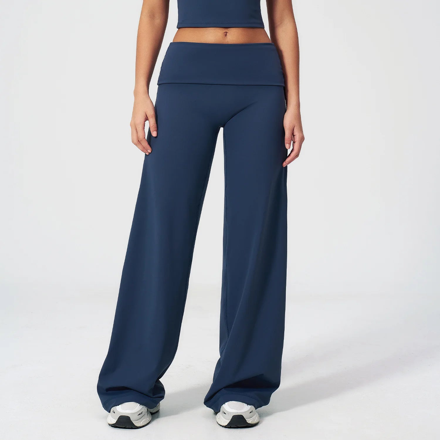 Women's Fold Over Waist Wide Leg Workout Pants for Yoga and Dance Practice