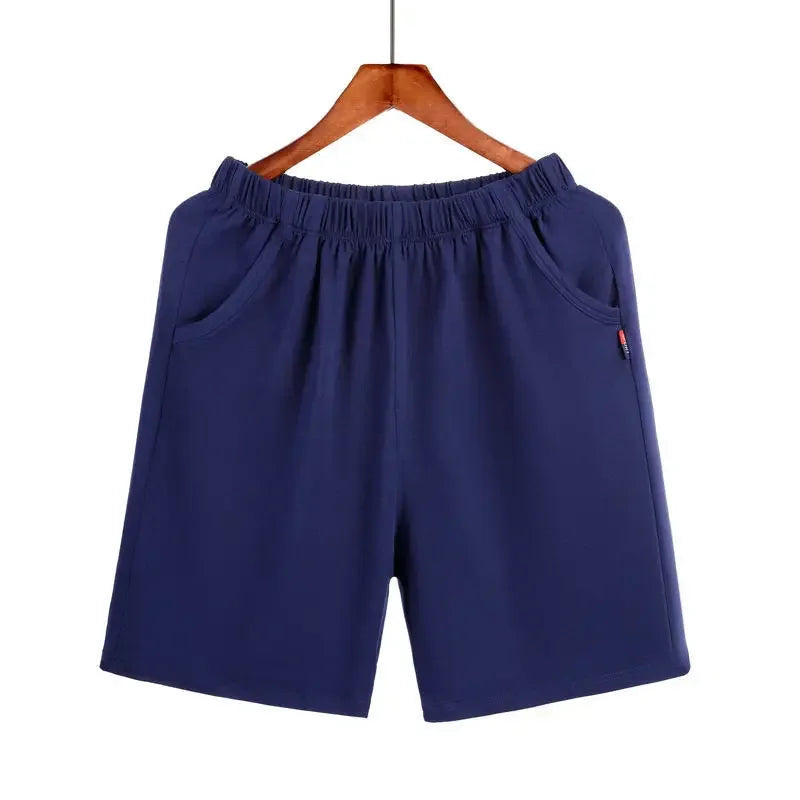 Men's Solid Pocket Elastic Waist Knee Length Lounge Sleep Shorts