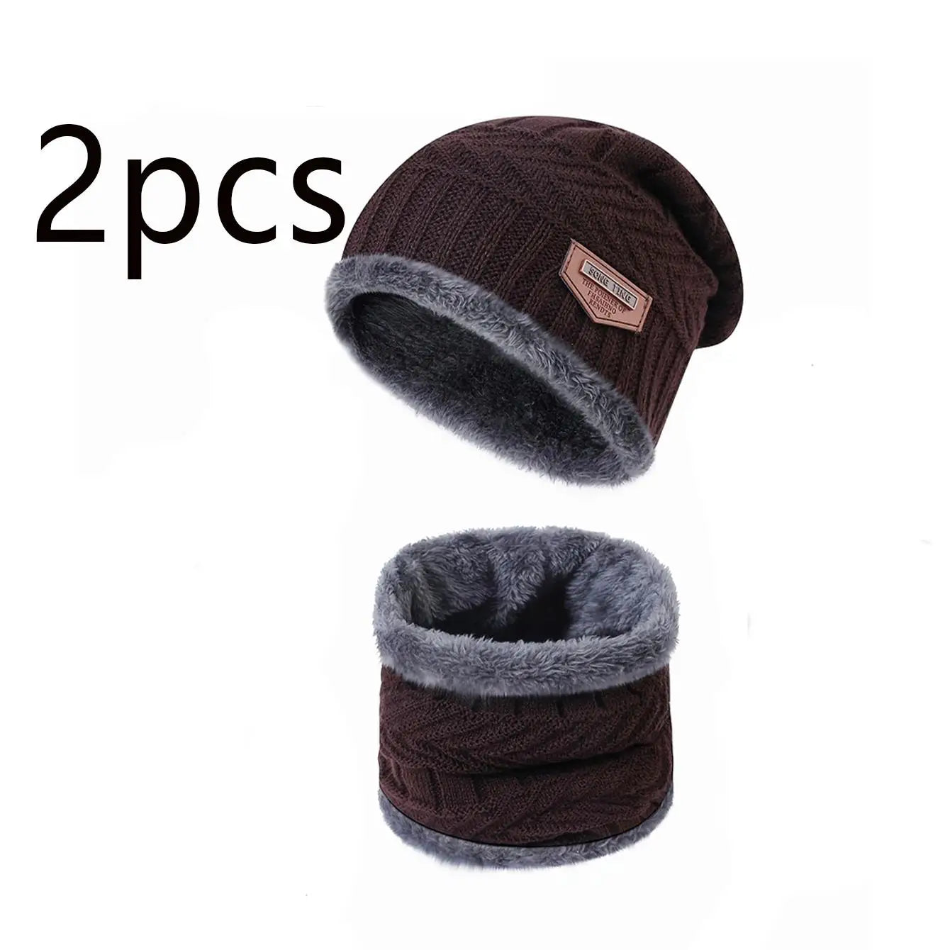 Knitted Beanie with Neck Warmer and Glove Style Options