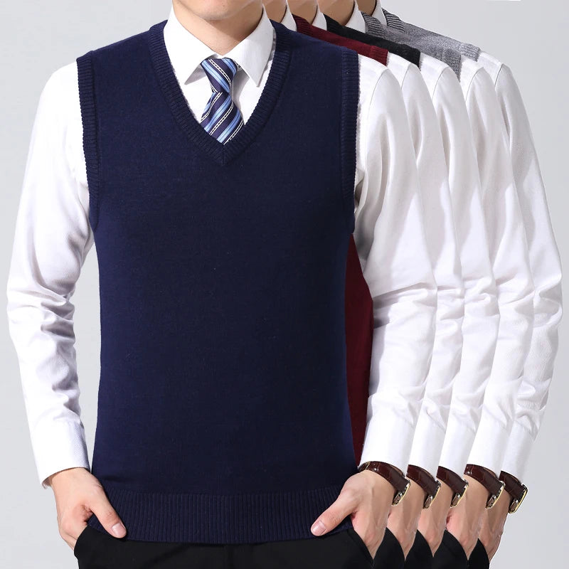 Men's V Neck Sleeveless Knit Vest
