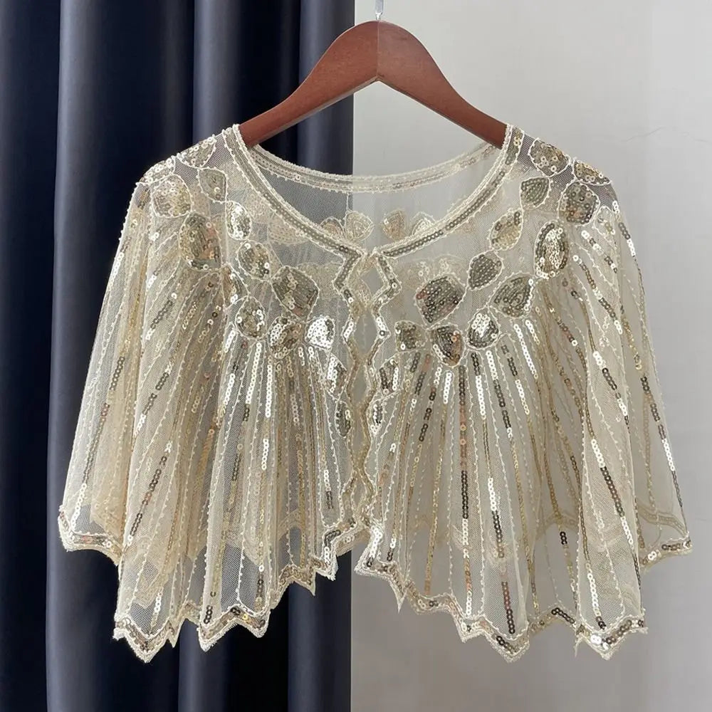 Beaded Sequin Capelet for Layering over Dresses and Tops