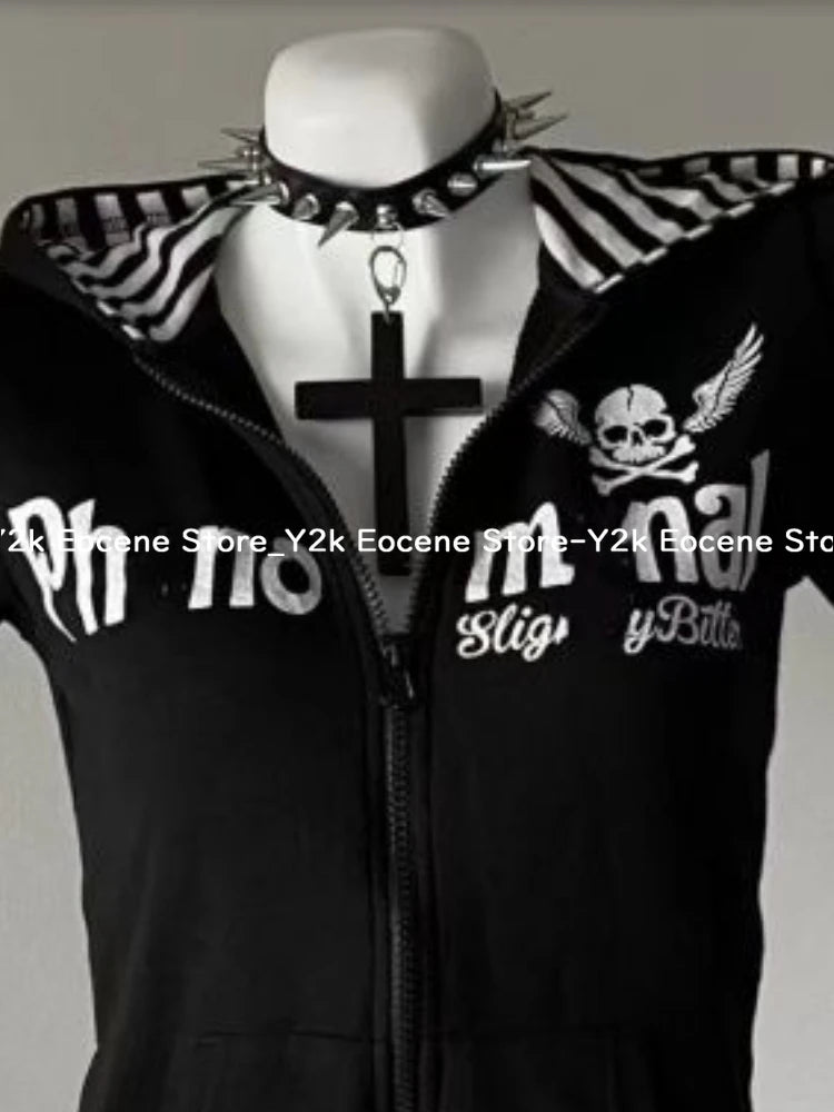 Hooded Short Sleeve Full Zip Casual Top for Layering