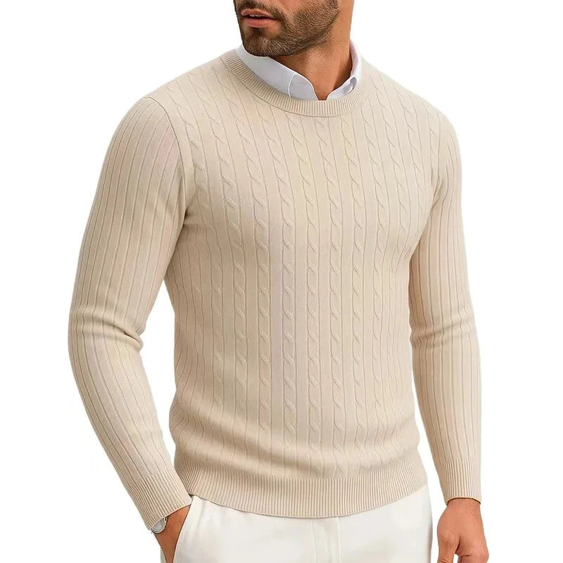 Men's Ribbed Crew Neck Long Sleeve Sweater