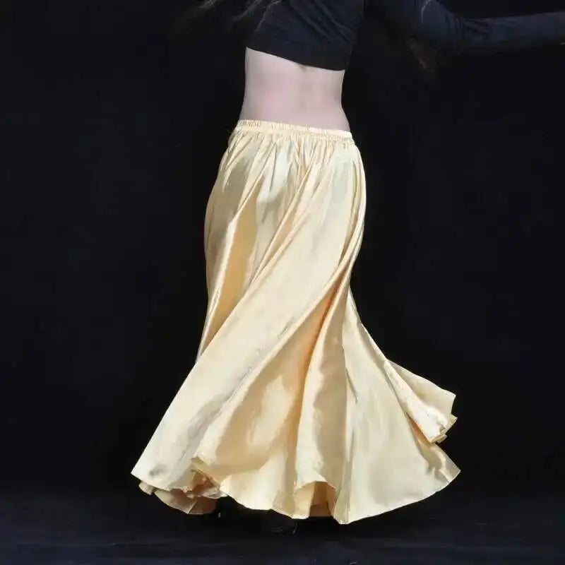 Women's Long Satin-Look Belly Dance Skirt with Separate Top Option