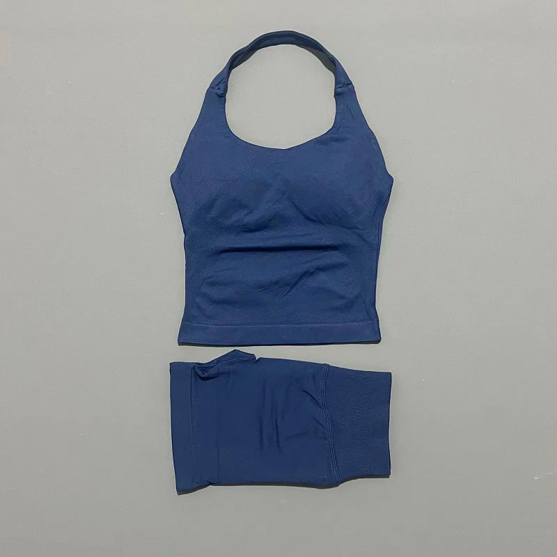 Women's Halter Tank And Shorts Yoga Set For Workout Outfits