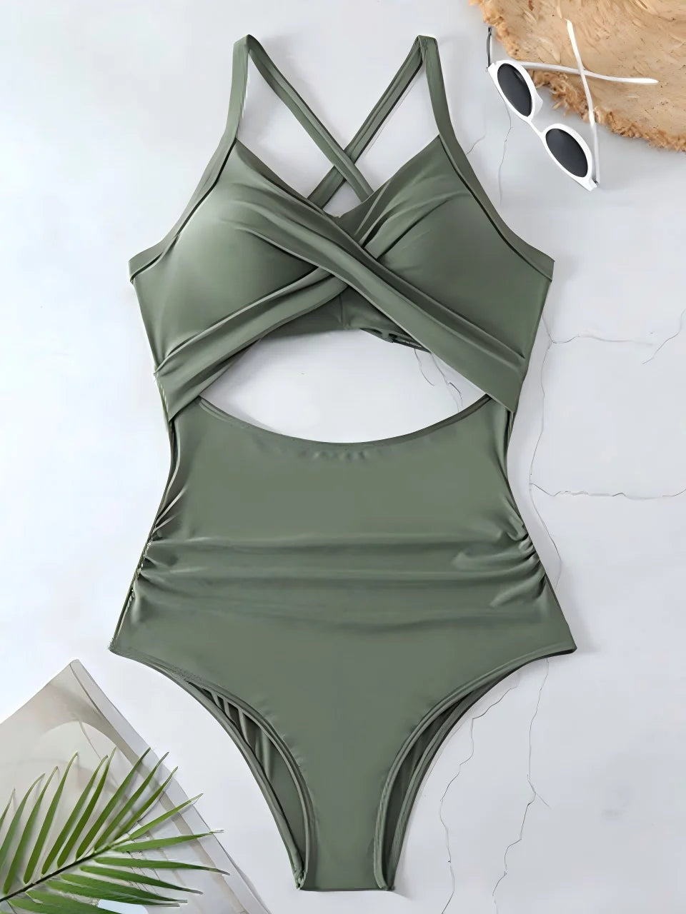 Ruched Solid One-Piece Swimsuit