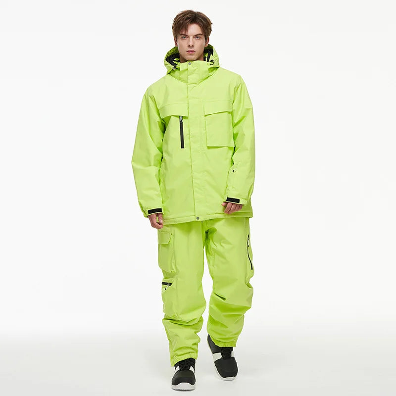 Hooded Ski Jacket and Pants Clothing Set with Style Options