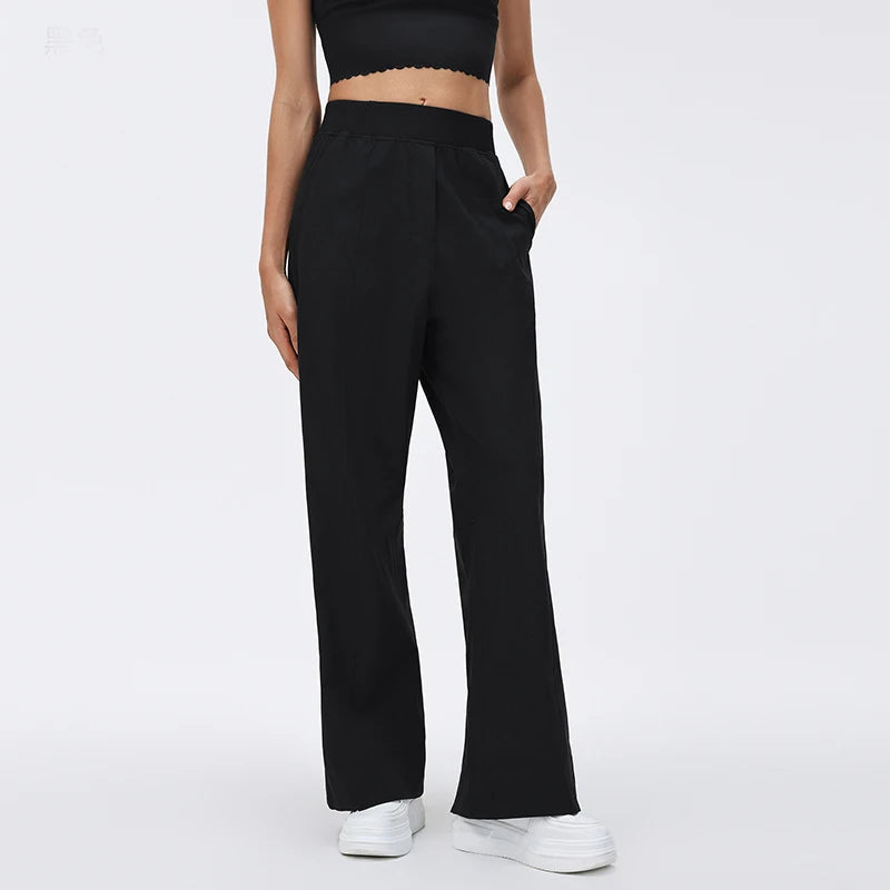 Women's High Waist Nylon Blend Cropped Wide Leg Pants for Yoga
