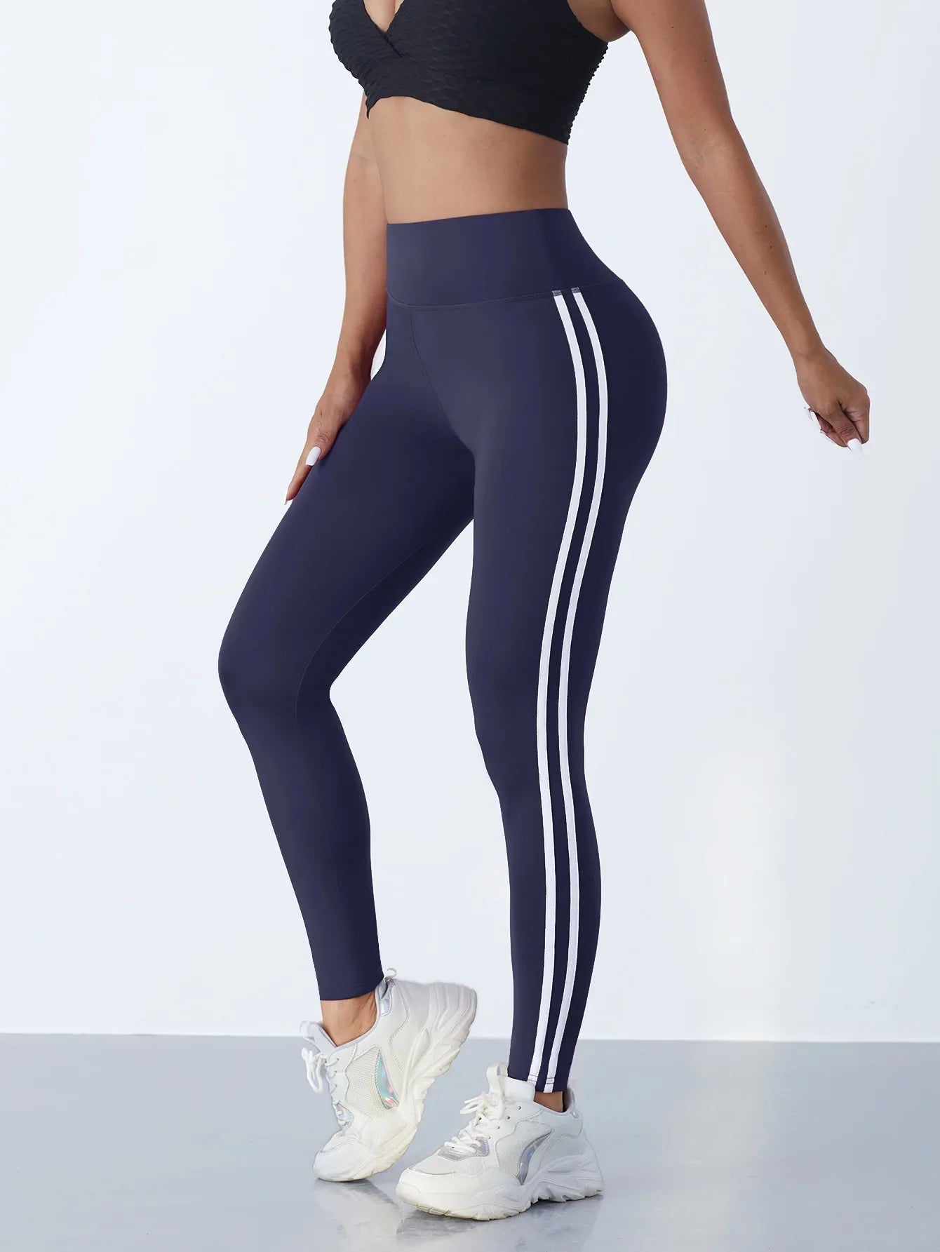 Women's Striped Full Length Leggings For Workout Outfits