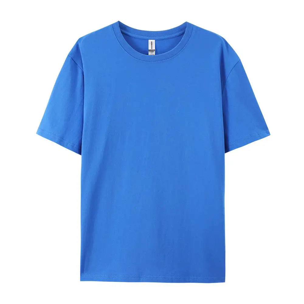 Solid Crew Neck Short Sleeve Cotton Casual T Shirt