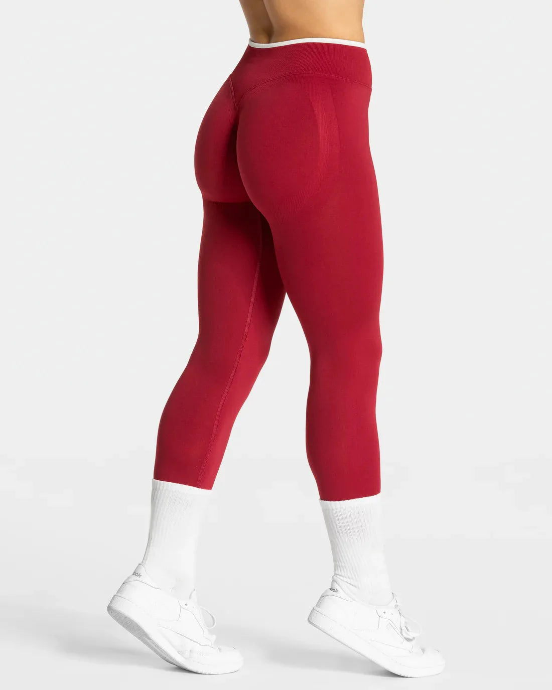 Women's High-Waist Contrast-Trim Stretch Ankle-Length Yoga Leggings
