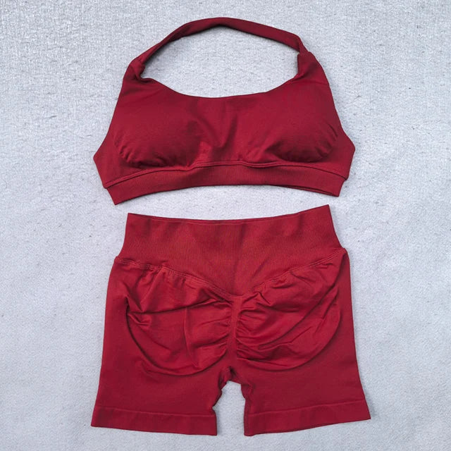 Women's Cross Back Bra And Shorts Yoga Set