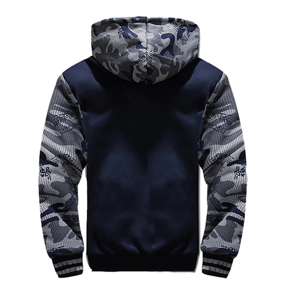 Men's Contrast Sleeve Fleece Lined Hooded Jacket