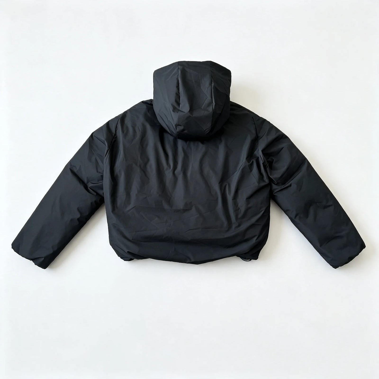 Hooded Cropped Puffer Jacket with Long Sleeves and Front Zip
