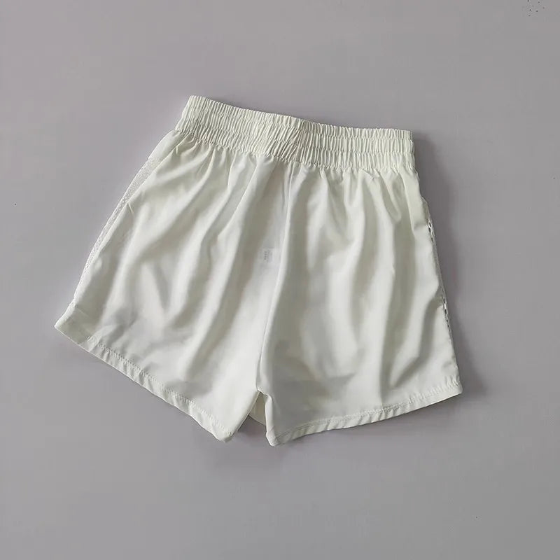 Women's Loose Fit Sports Shorts with Mesh Panels and Side Pockets