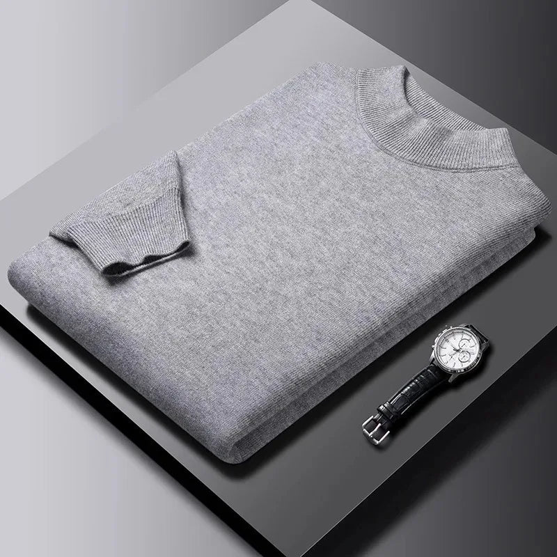 Men's Mock Neck Long Sleeve Knit Sweater