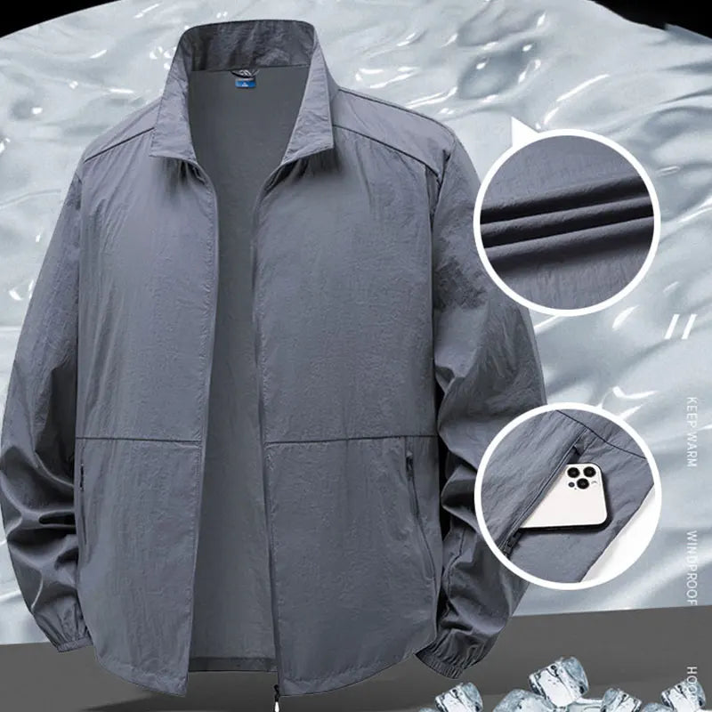 Collared Long Sleeve Full Zip Outdoor Hiking Jacket with Pockets