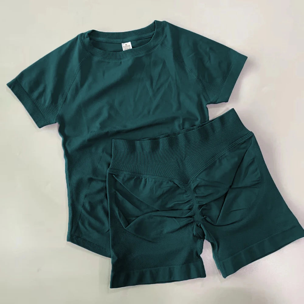 Women's Tee And Shorts Yoga Set For Workout Outfits