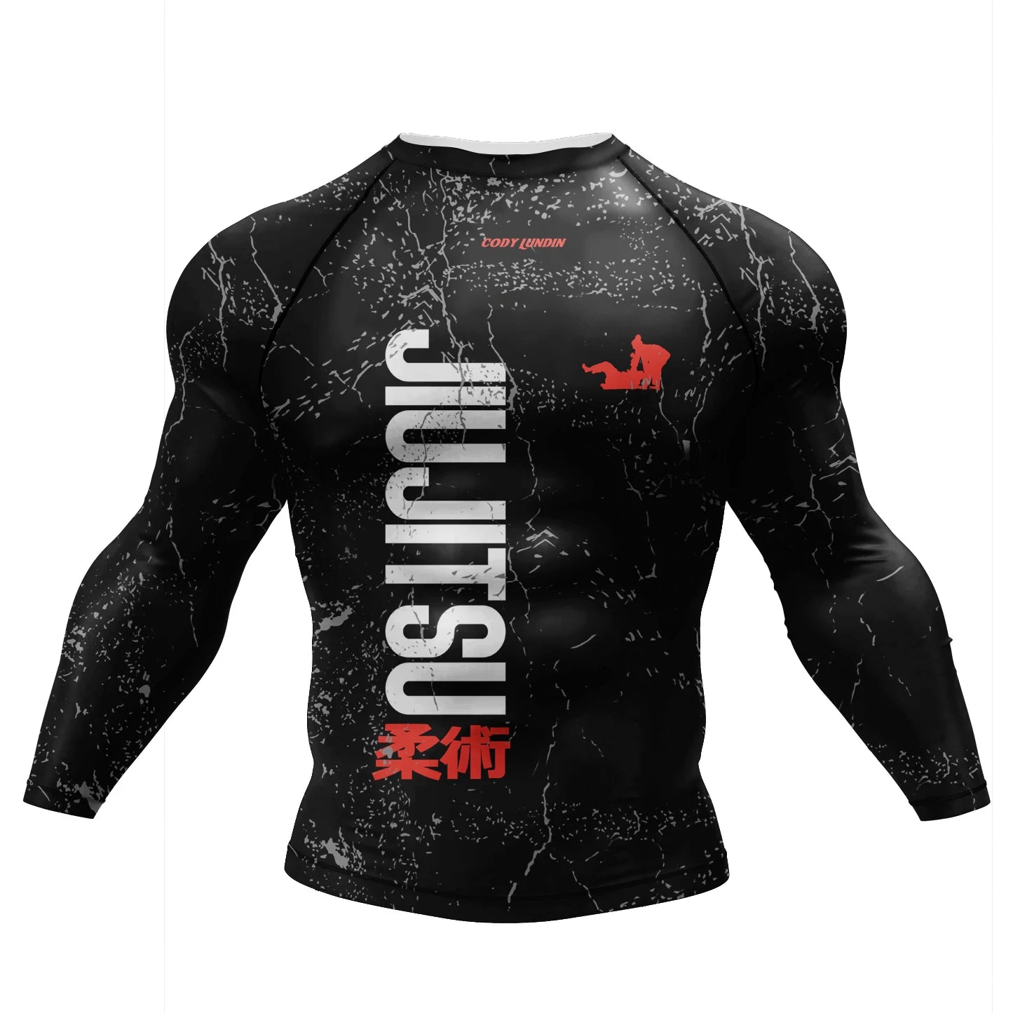 Graphic Long Sleeve Fitted Rash Guard for Training Wear