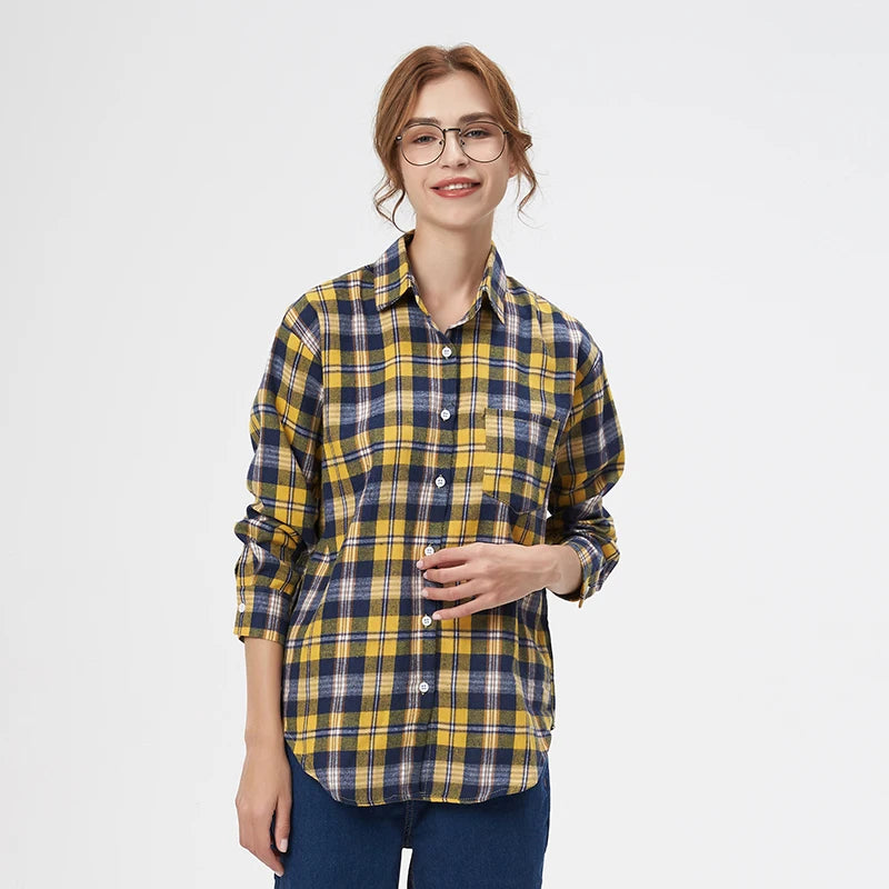 Women's Checked Collared Long Sleeve Shirt