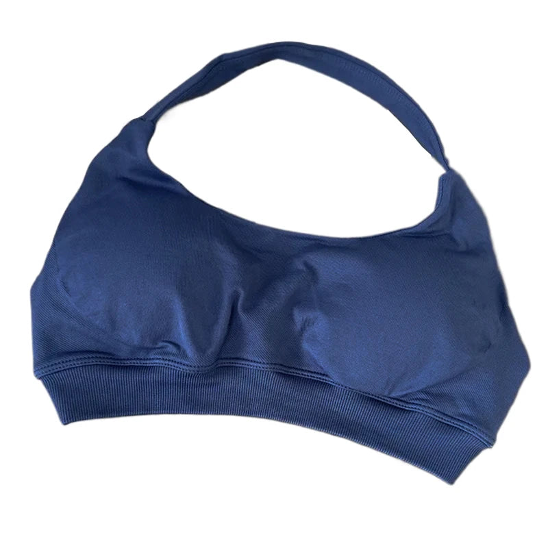 Women's Ruched Halter Neck Sports Bra