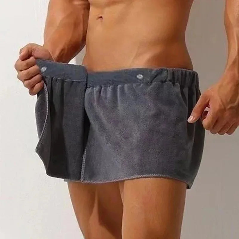 Men's Towel Texture Wrap Around Lounge Bath Skirt