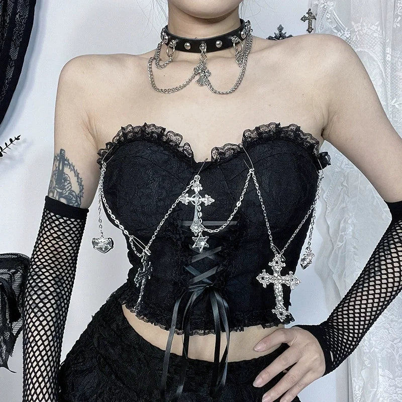 Women's Gothic Lace Polyester Blend Camisole with Decorative Trim and Multiple Styles