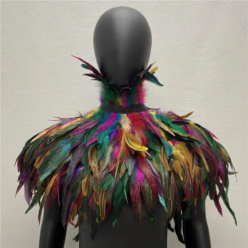 Layered Feather Shoulder Cape for Layering over Outfits