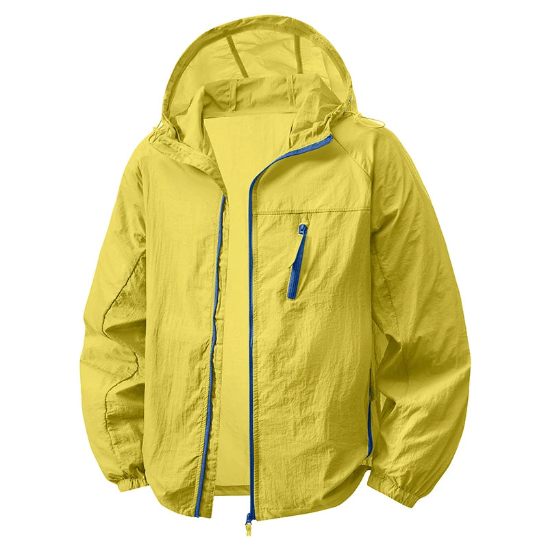 Hooded Long Sleeve Full Zip Outdoor Hiking Jacket with Pockets