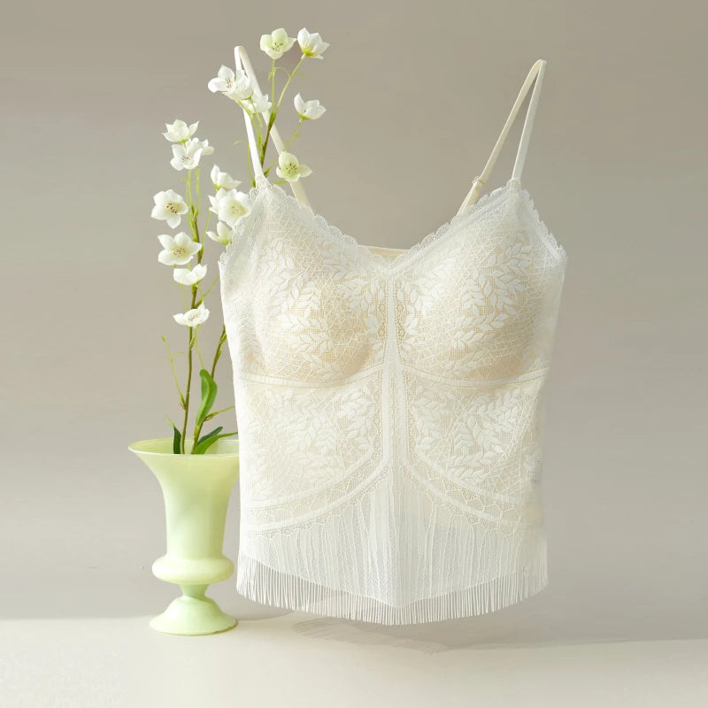 Women's Lace Nylon Blend Camisole with Adjustable Straps and Shaped Cups